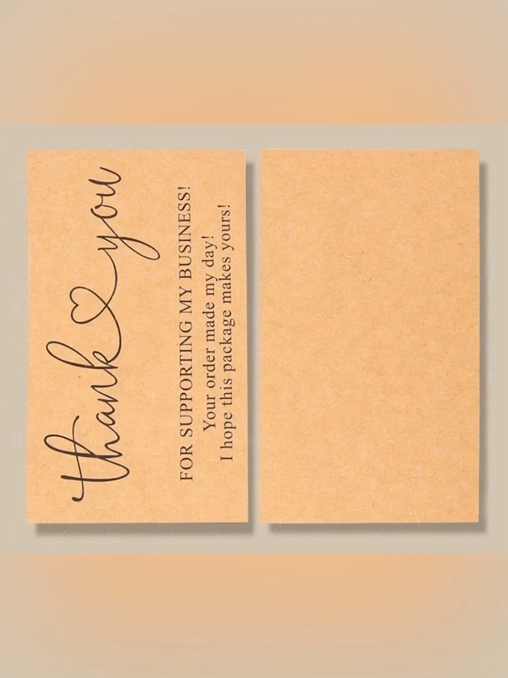 200 bulkThank You Kraft Business Cards - Brown Thank You Notes